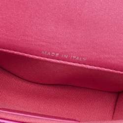 Chanel Pink Iridescent Quilted Patent Leather CC Hook Card Holder