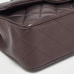 Pre Owned Chanel Burgundy Iridescent Quilted Leather Mini Rectangular Flap Top Handle Bag