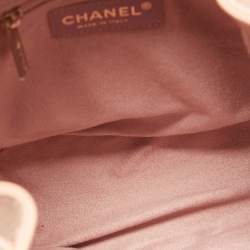 Chanel Peach Leather Logo Studs Deauville Drawstring Bucket Bag