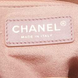 Chanel Peach Leather Logo Studs Deauville Drawstring Bucket Bag