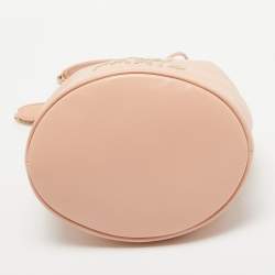 Chanel Peach Leather Logo Studs Deauville Drawstring Bucket Bag