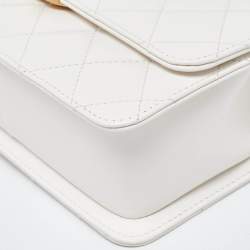 Pre Owned Chanel White Quilted Leather Small Flap Shoulder Bag