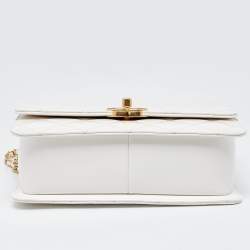 Pre Owned Chanel White Quilted Leather Small Flap Shoulder Bag