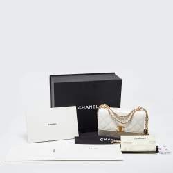 Pre Owned Chanel White Quilted Leather Small Flap Shoulder Bag