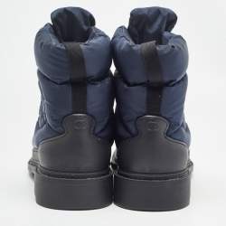 Chanel Navy Blue Nylon Interlocking CC Logo Snow Boots Size 40
