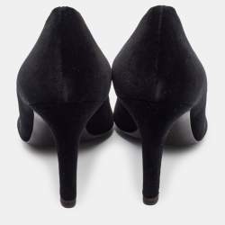 Pre Owned Chanel Black/Cream Velvet CC Camelia Pumps Size 36