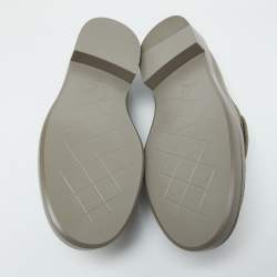 Chanel Grey Quilted Leather CC Turnlock Loafers Size 37.5