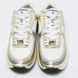 Chanel Tricolor Leather and Mesh CC Low Top Sneakers Size 37.5