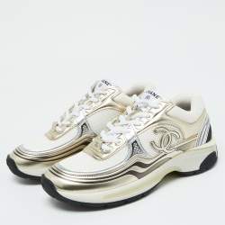 Chanel Tricolor Leather and Mesh CC Low Top Sneakers Size 37.5