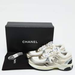 Chanel Tricolor Leather and Mesh CC Low Top Sneakers Size 37.5