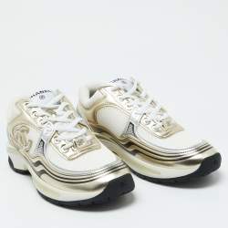 Chanel Tricolor Leather and Mesh CC Low Top Sneakers Size 37.5
