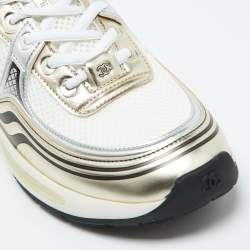Chanel Tricolor Leather and Mesh CC Low Top Sneakers Size 37.5