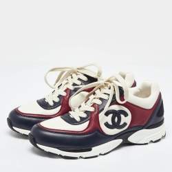 Pre Owned Chanel Multicolor Leather CC Low Top Sneakers Size 37.5