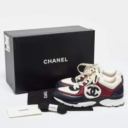 Pre Owned Chanel Multicolor Leather CC Low Top Sneakers Size 37.5