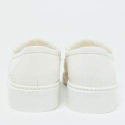Pre Owned Chanel White Quilted Leather CC Turnlock Loafers Size 37.5