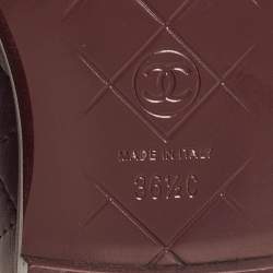 Pre Owned Chanel Burgundy Leather CC Loafers Size 36.5