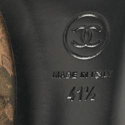 Pre Owned Chanel Brown/Black Snake Print Leather and Canvas Cap Toe Pumps Size 41.5