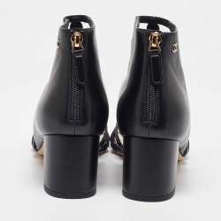 Chanel Black Leather Faux Pearl Embellished Strappy Flat Sandals Size 37.5