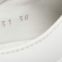 Pre Owned Chanel White Leather CC  Lace Up Sneakers Size 38
