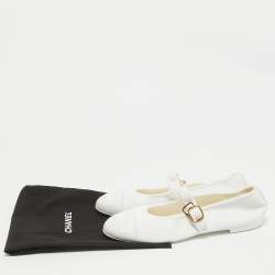 Pre Owned Chanel White Canvas CC Ballet Flats Size 38