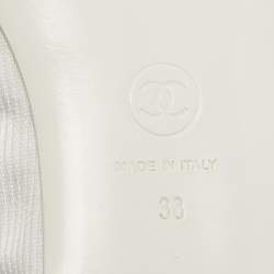 Pre Owned Chanel White Canvas CC Ballet Flats Size 38
