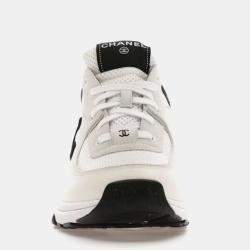 Chanel White Black Suede Low Top Trainer Sneakers Size EU 39