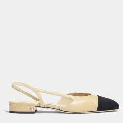 Chanel Beige Goatskin Slingback Flats Size EU 37