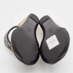 Chanel Black Quilted Leather Chain Link CC Thong Slide Sandals Size 40