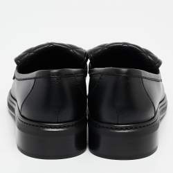 Pre Owned Chanel Black Quilted Leather CC Turnlock Loafers Size 39.5