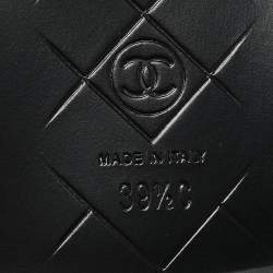 Pre Owned Chanel Black Quilted Leather CC Turnlock Loafers Size 39.5