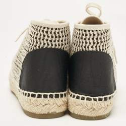 Chanel Beige Woven Canvas and Grosgrain CC High Top Sneakers Size 36