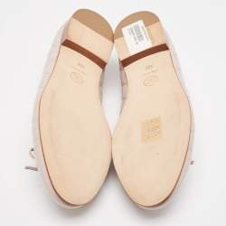 Pre Owned Chanel Beige Leather CC Cap Toe  Ballet Flats Size 39