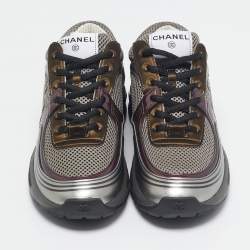 Chanel Multicolor Leather and Mesh CC Low Top Sneakers Size 37.5