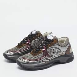 Chanel Multicolor Leather and Mesh CC Low Top Sneakers Size 37.5