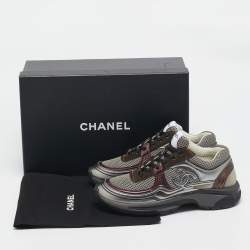 Chanel Multicolor Leather and Mesh CC Low Top Sneakers Size 37.5