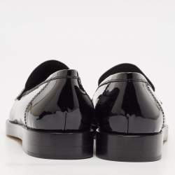 Chanel Black Patent Leather CC Slip On Loafers Size 38.5