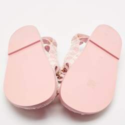 مملوكة مسبقًا Chanel Cream/Pink Tweed Fabric Dad Sandals Size 40