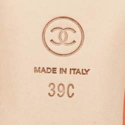 Chanel Burnt Orange Leather CC Camellia Open Toe Flat Slides Size 39