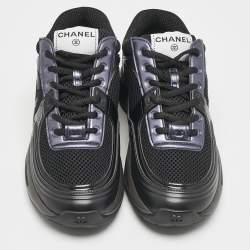 مملوكة مسبقًا Chanel Tricolor Leather Perforated and Mesh CC Lace Up Sneakers Size 38