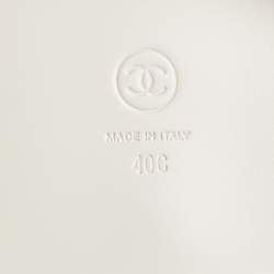 Pre Owned Chanel Grey Leather CC Logo Dad Flat Sandals Size 40