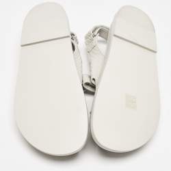 Pre Owned Chanel Grey Leather CC Logo Dad Flat Sandals Size 40