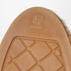 Pre Owned Chanel Light Blue/Black Tweed CC Espadrille Flats Size 39