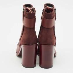 Chanel Burgundy Quilted Leather Cap Toe Block Heel Ankle Boots Size 39