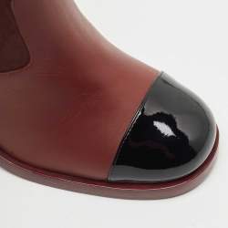 Chanel Burgundy Quilted Leather Cap Toe Block Heel Ankle Boots Size 39