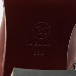 Chanel Burgundy Quilted Leather Cap Toe Block Heel Ankle Boots Size 39
