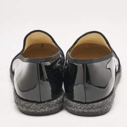 Chanel Black Patent Leather CC Espadrille Loafers Size 41