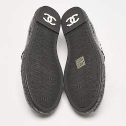 Chanel Black Patent Leather CC Espadrille Loafers Size 41