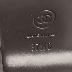 Pre Owned Chanel Burgundy Leather CC Quilted Platform Slingback Sandals Size 37.5