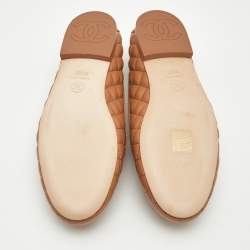 Chanel Brown Quilted Leather CC Chain Loafers Size 37.5
