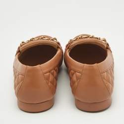 Chanel Brown Quilted Leather CC Chain Loafers Size 37.5